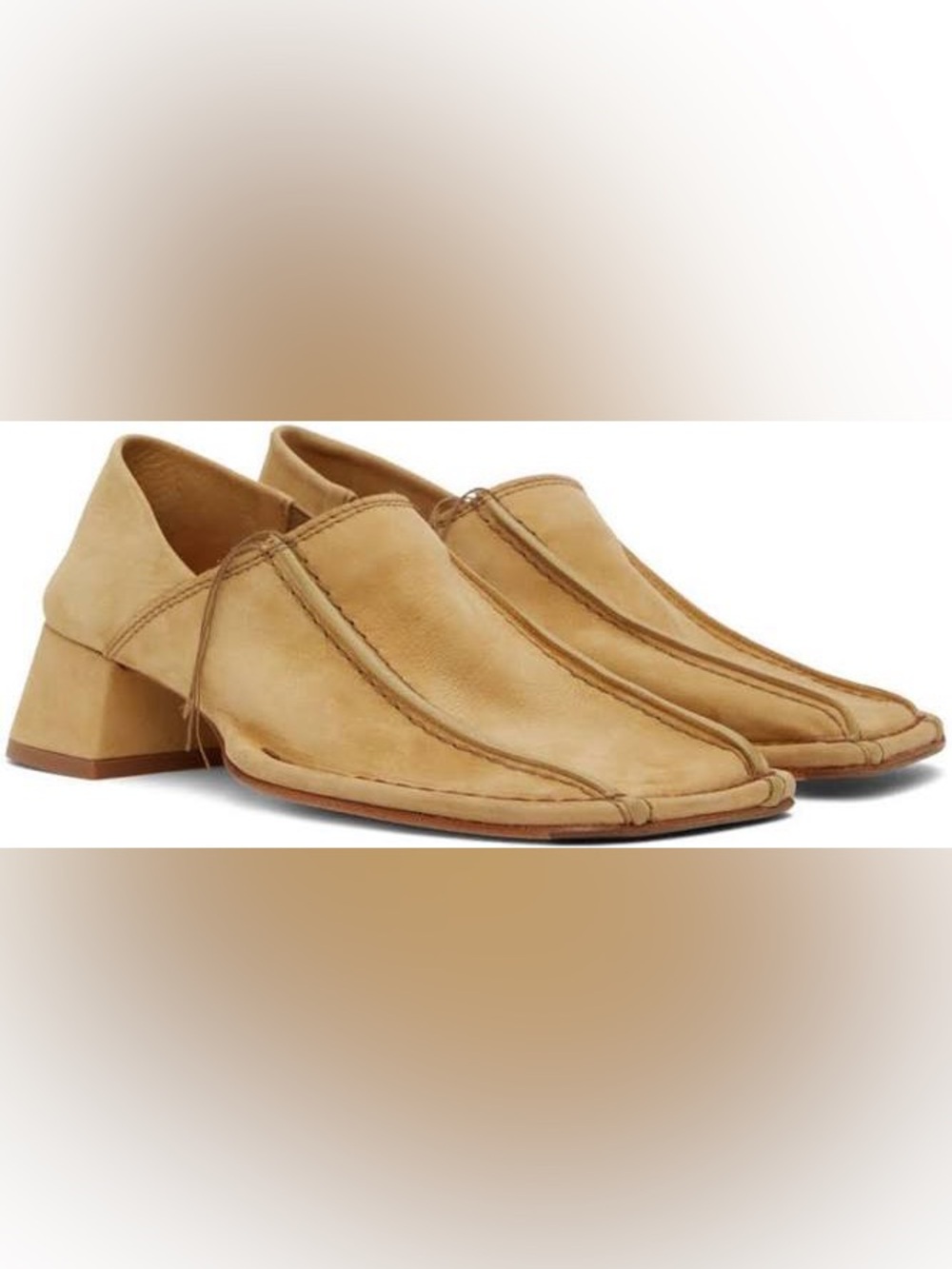 Miista beige nubuck Mary lou mules/ loafers